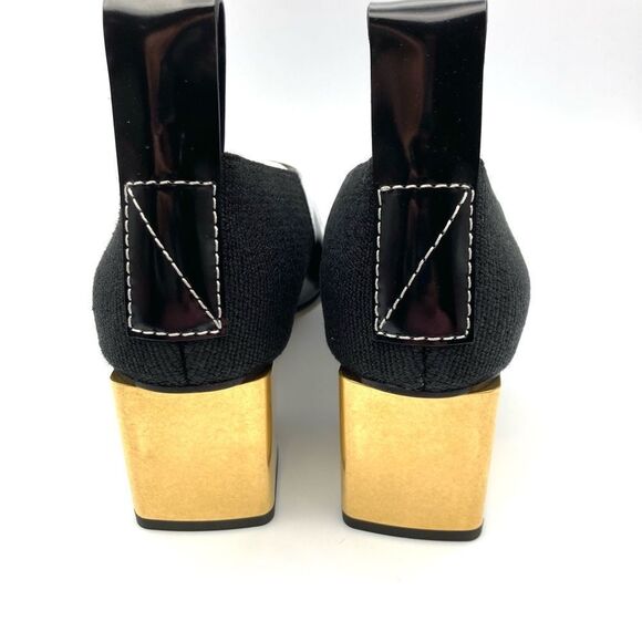 Proenza Schouler Leather Pump Chunky Gold Tone Square Heel Size 37 US 7 - Picture 2 of 8